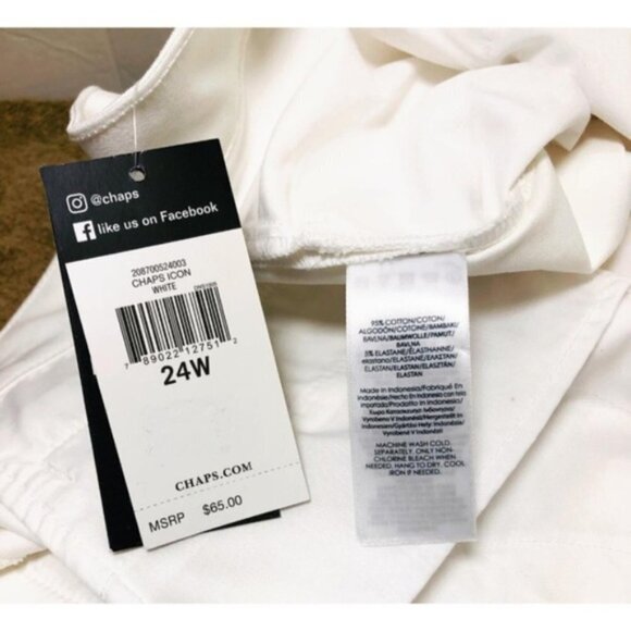 Chaps Womens White High Rise Stretch Twill Capris Pants Plus Size 24W New - Picture 5 of 8
